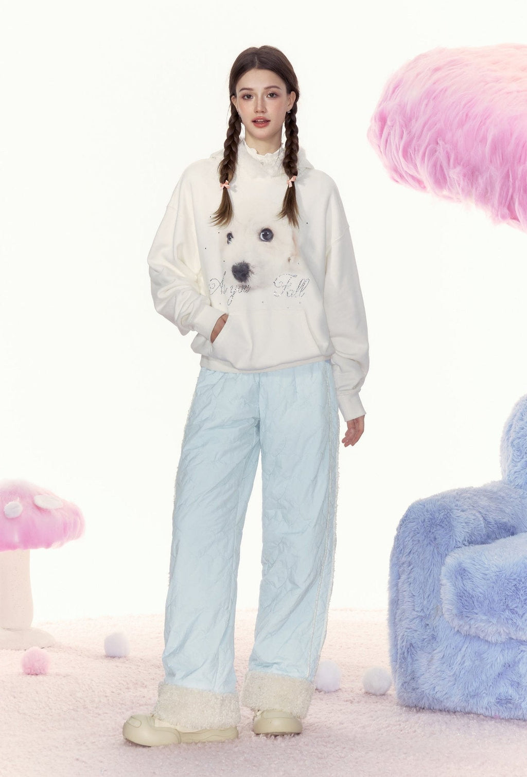 Heart Embroidery Raw Hem Straight - Leg Cotton Pants - COPPING THREADS - AYF