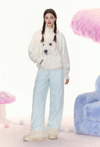 Heart Embroidery Raw Hem Straight - Leg Cotton Pants - COPPING THREADS - AYF