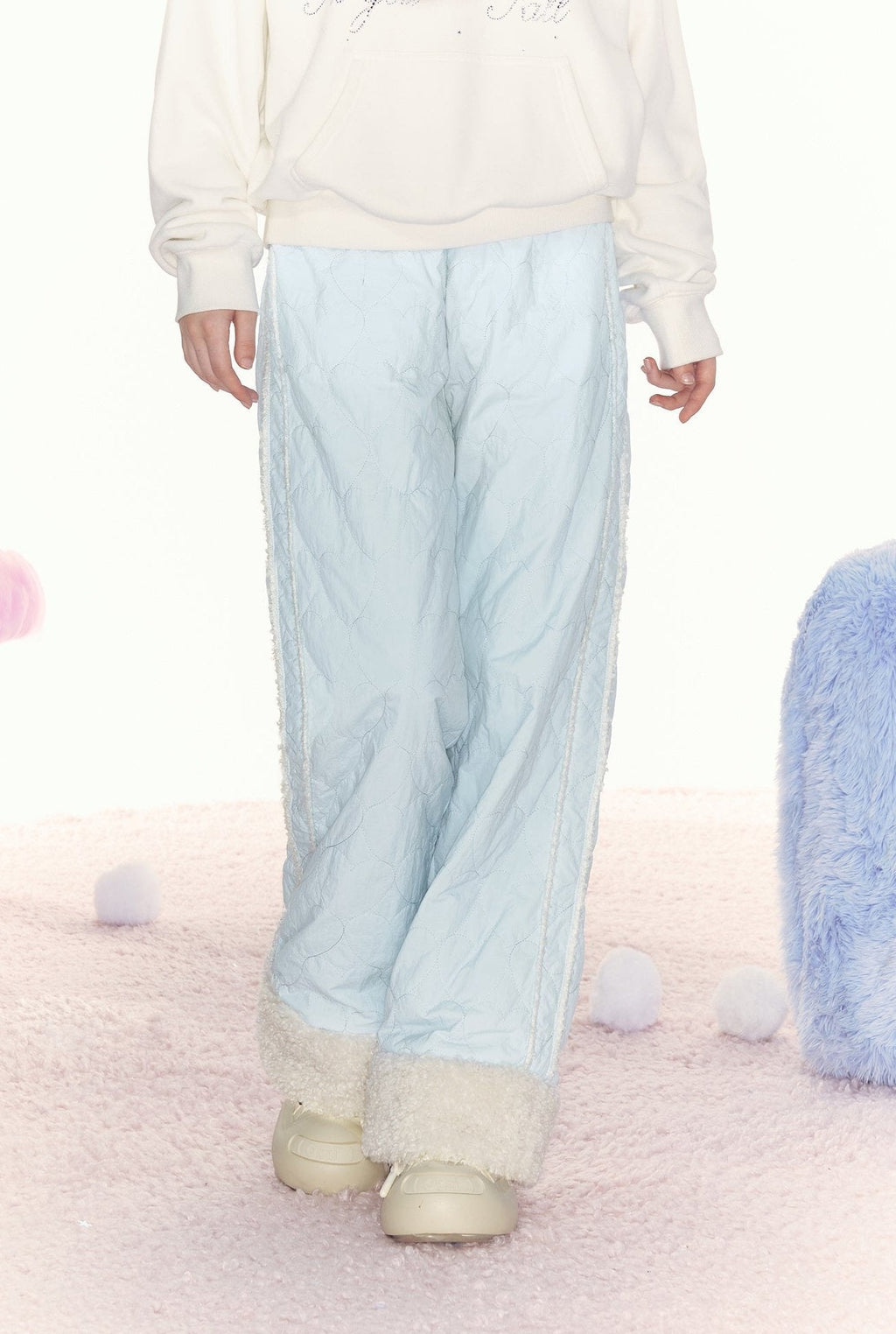 Heart Embroidery Raw Hem Straight - Leg Cotton Pants - COPPING THREADS - AYF