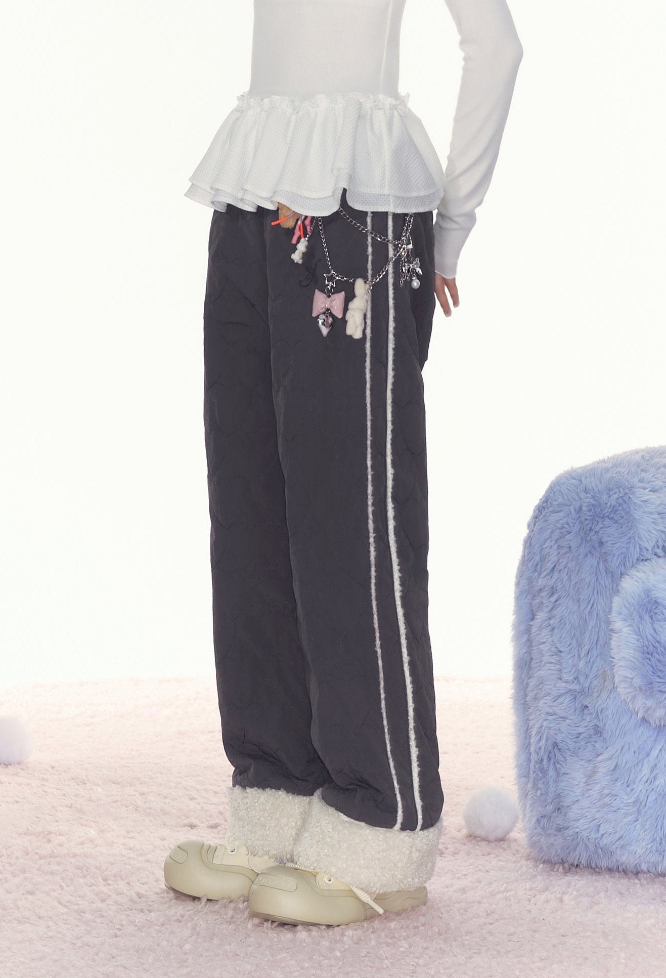 Heart Embroidery Raw Hem Straight - Leg Cotton Pants - COPPING THREADS - AYF