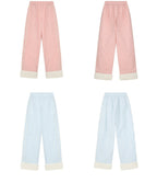 Heart Embroidery Raw Hem Straight - Leg Cotton Pants - COPPING THREADS - AYF