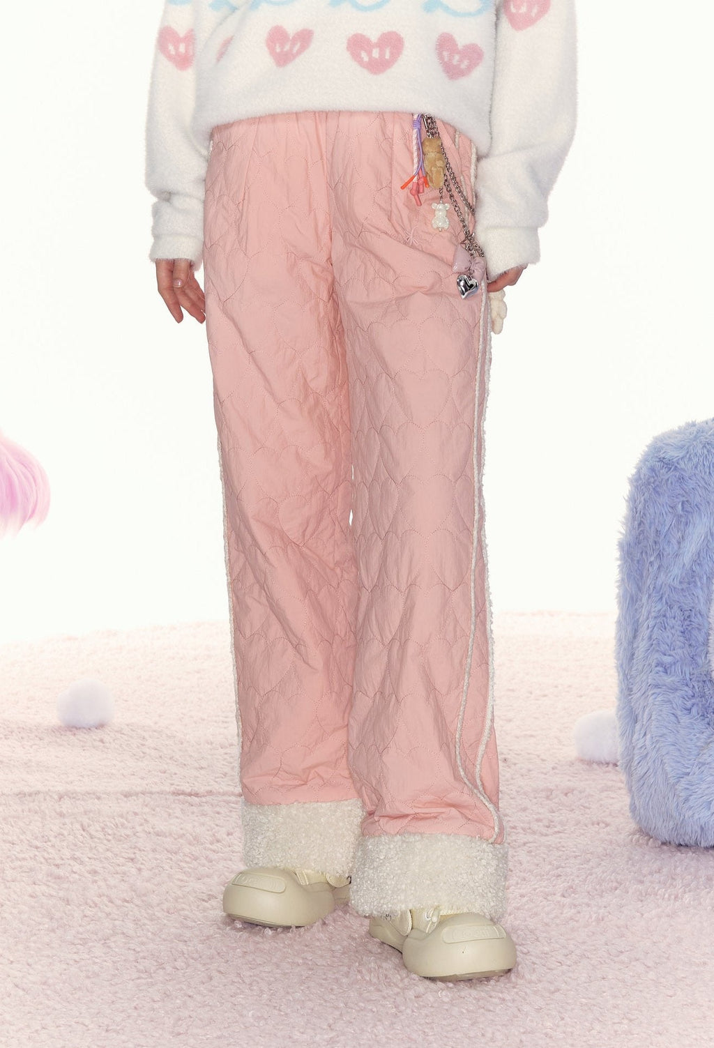 Heart Embroidery Raw Hem Straight - Leg Cotton Pants - COPPING THREADS - AYF