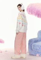 Heart Embroidery Raw Hem Straight - Leg Cotton Pants - COPPING THREADS - AYF