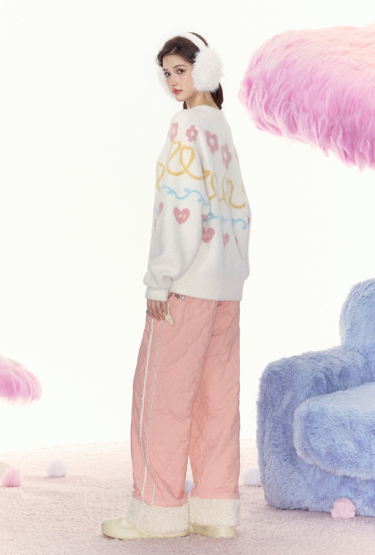 Heart Embroidery Raw Hem Straight - Leg Cotton Pants - COPPING THREADS - AYF