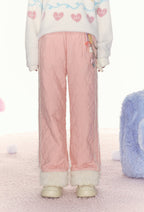 Heart Embroidery Raw Hem Straight - Leg Cotton Pants - COPPING THREADS - AYF