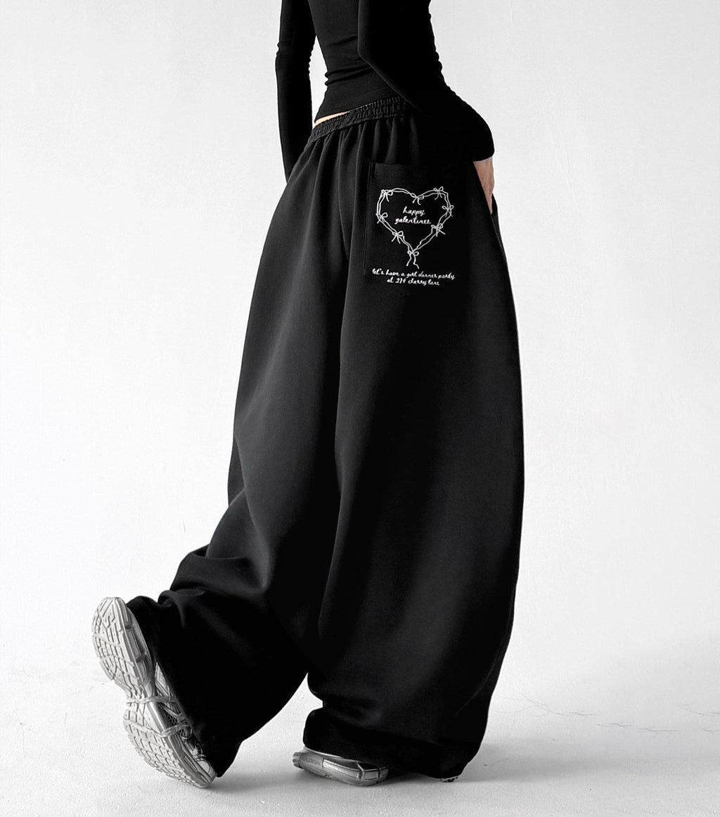 Heart-Graphic Wide-Leg Sweatpants - CT66220 - COPPING THREADS - CT ORIGINALS