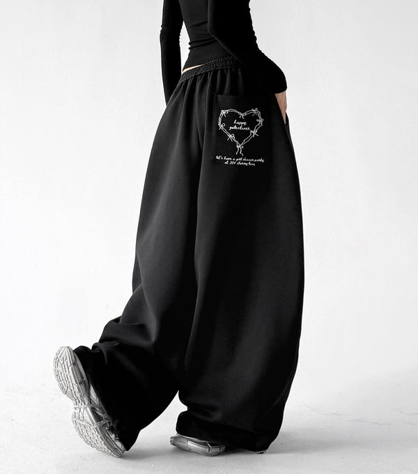 Heart-Graphic Wide-Leg Sweatpants - CT66220 - COPPING THREADS - CT ORIGINALS