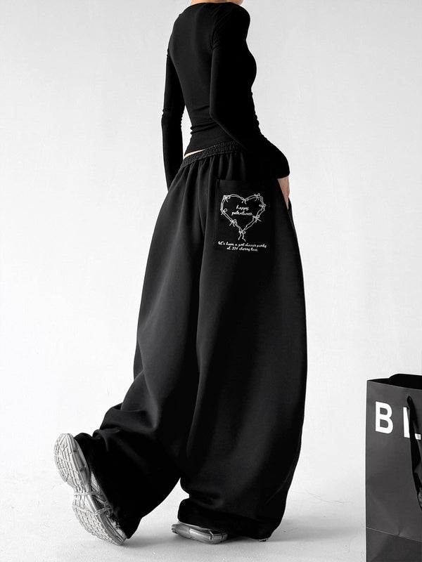 Heart-Graphic Wide-Leg Sweatpants - CT66220 - COPPING THREADS - CT ORIGINALS