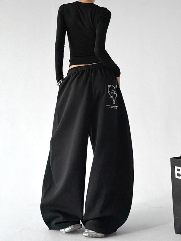 Heart-Graphic Wide-Leg Sweatpants - CT66220 - COPPING THREADS - CT ORIGINALS