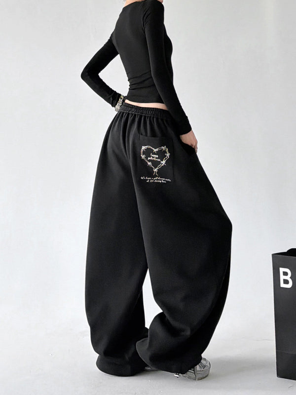 Heart-Graphic Wide-Leg Sweatpants - CT66220 - COPPING THREADS - CT ORIGINALS
