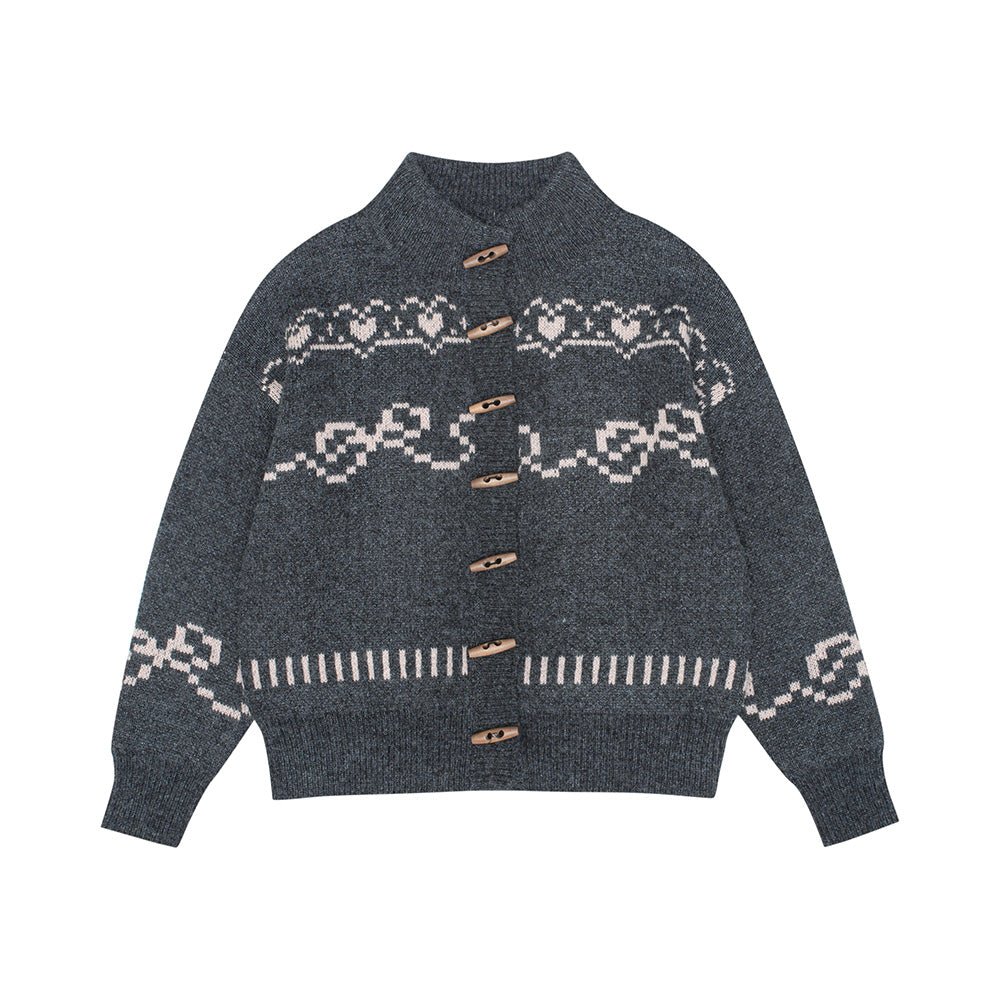 Heart Jacquard Toggle Cardigan Sweater - COPPING THREADS - CHICISLAND