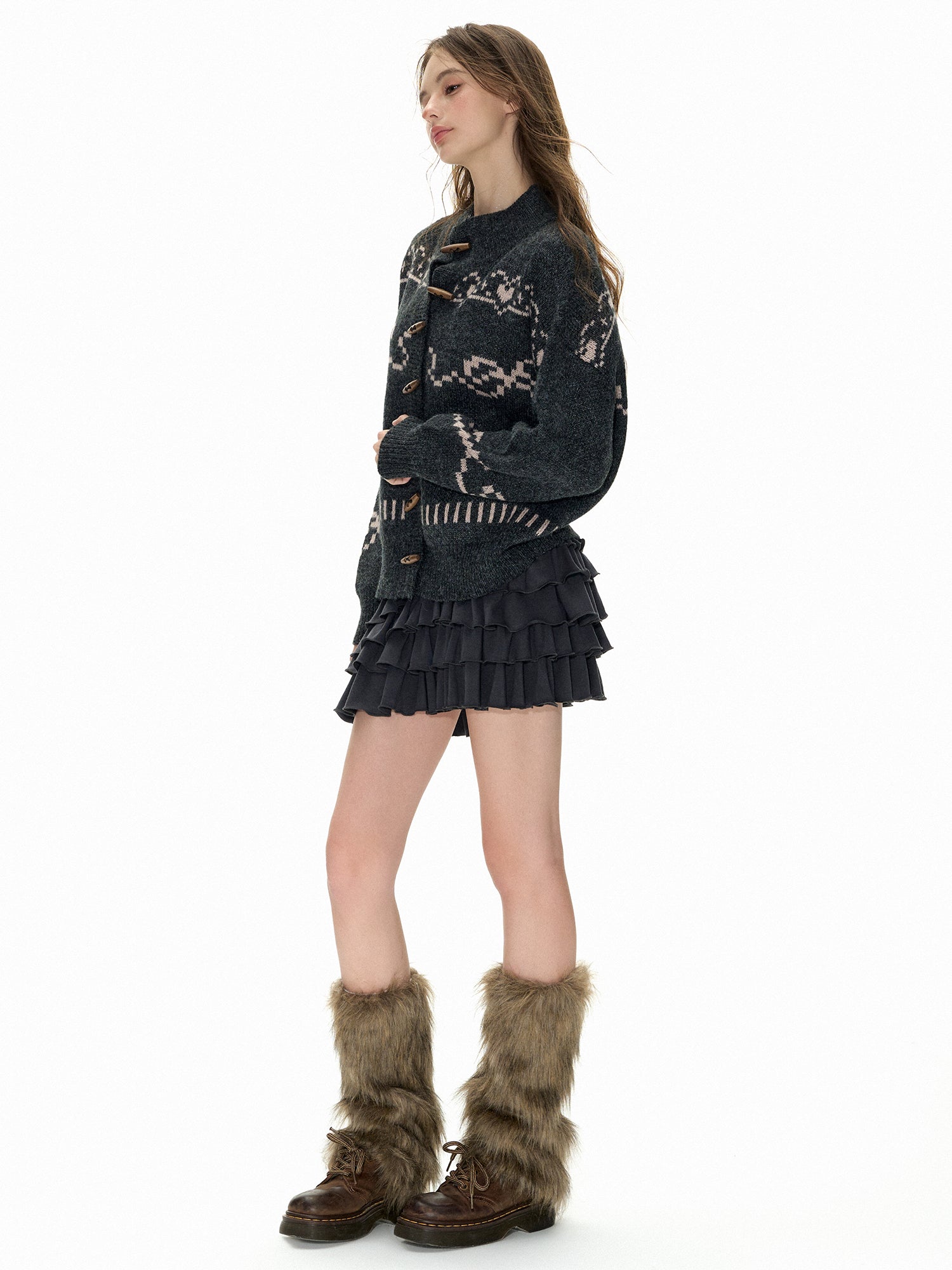 Heart Jacquard Toggle Cardigan Sweater - COPPING THREADS - CHICISLAND