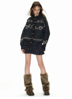 Heart Jacquard Toggle Cardigan Sweater - COPPING THREADS - CHICISLAND