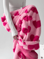 Heart Print Plush Wide - Leg Pants - COPPING THREADS - CT Select