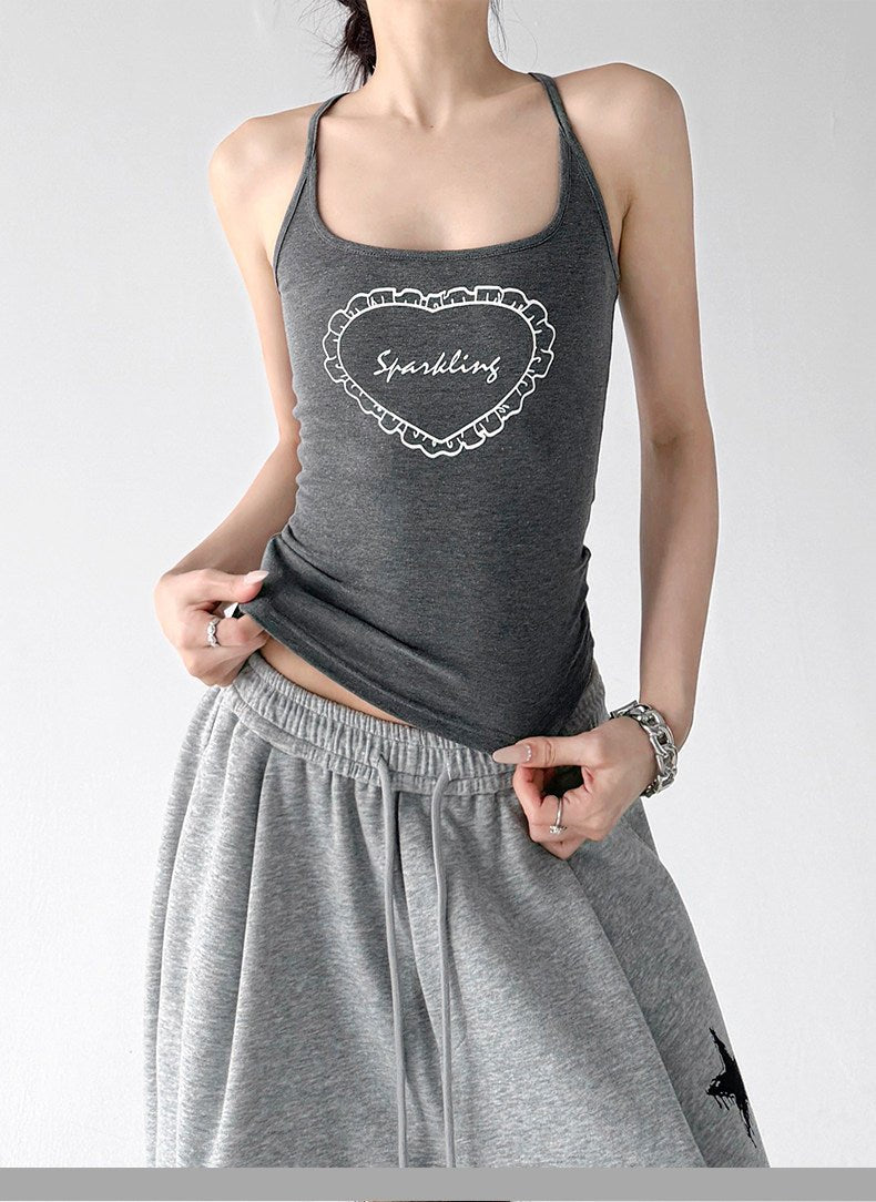 Heart Print Racerback Tank Top - CT66156 - COPPING THREADS - CT ORIGINALS