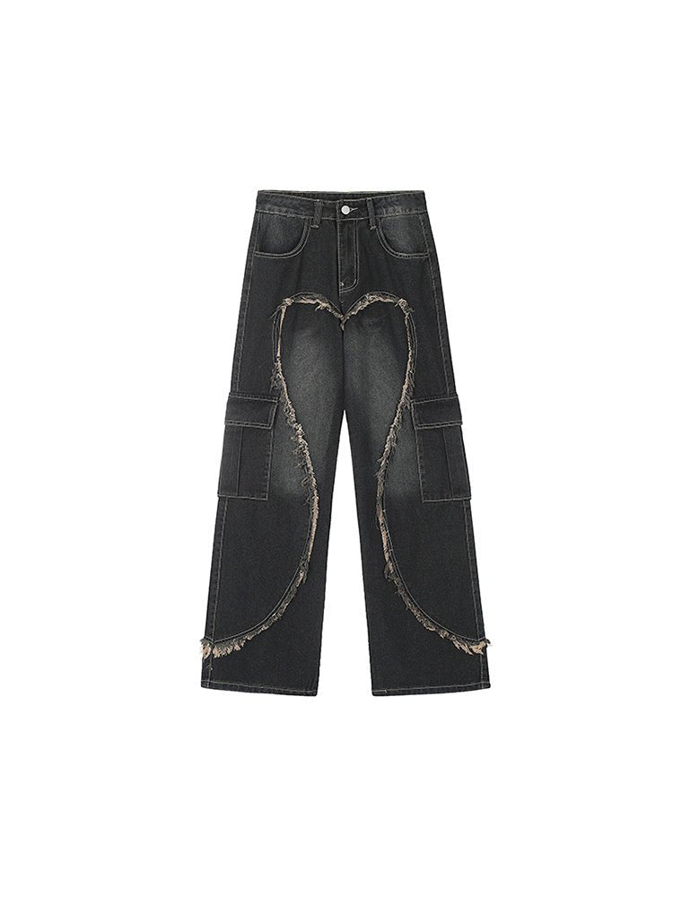 Heart - Shaped Fringe Multi - Pocket Denim - COPPING THREADS - RAYOHOPP