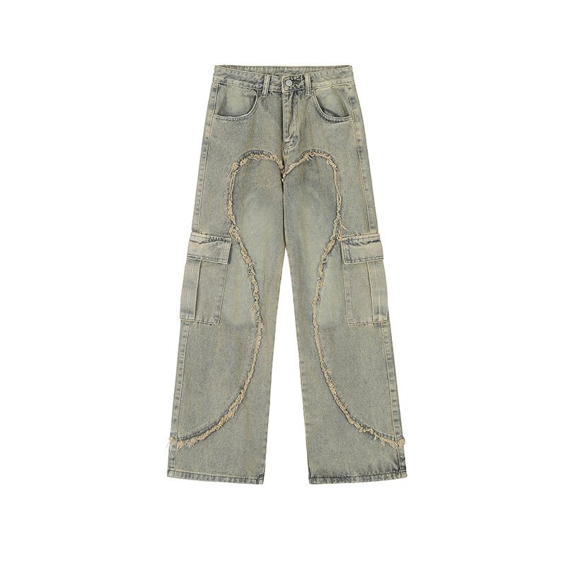 Heart - Shaped Fringe Multi - Pocket Denim - COPPING THREADS - RAYOHOPP