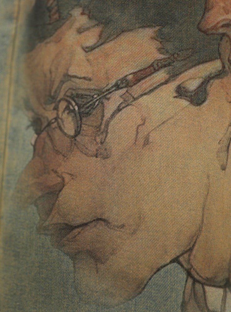 Heavy - Duty Printed Straight - Leg Distressed Denim - COPPING THREADS - CT Select