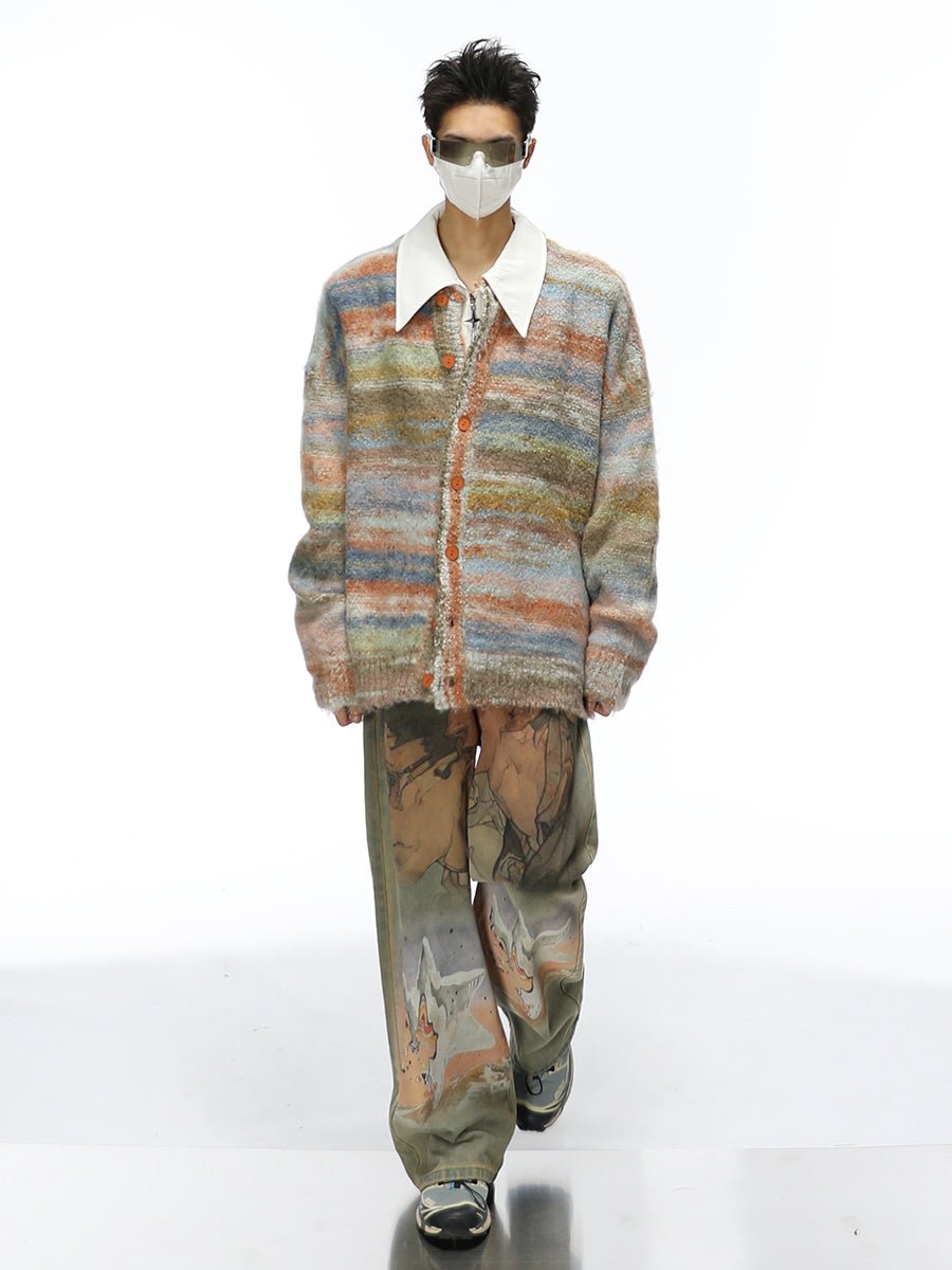 Heavy - Duty Printed Straight - Leg Distressed Denim - COPPING THREADS - CT Select