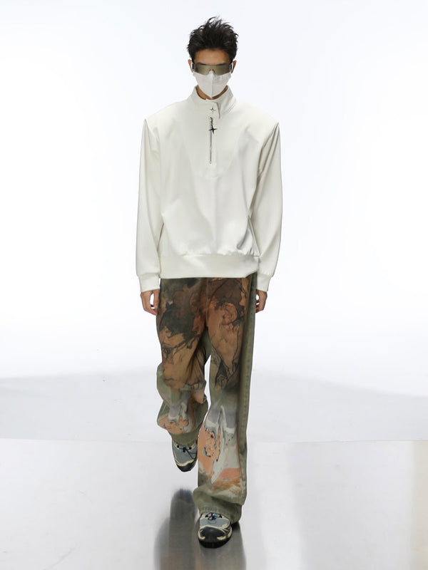 Heavy - Duty Printed Straight - Leg Distressed Denim - COPPING THREADS - CT Select