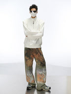 Heavy - Duty Printed Straight - Leg Distressed Denim - COPPING THREADS - CT Select