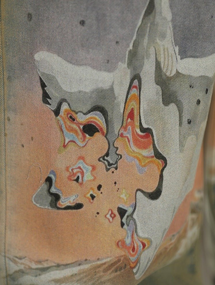 Heavy - Duty Printed Straight - Leg Distressed Denim - COPPING THREADS - CT Select