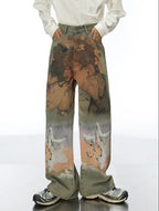 Heavy - Duty Printed Straight - Leg Distressed Denim - COPPING THREADS - CT Select