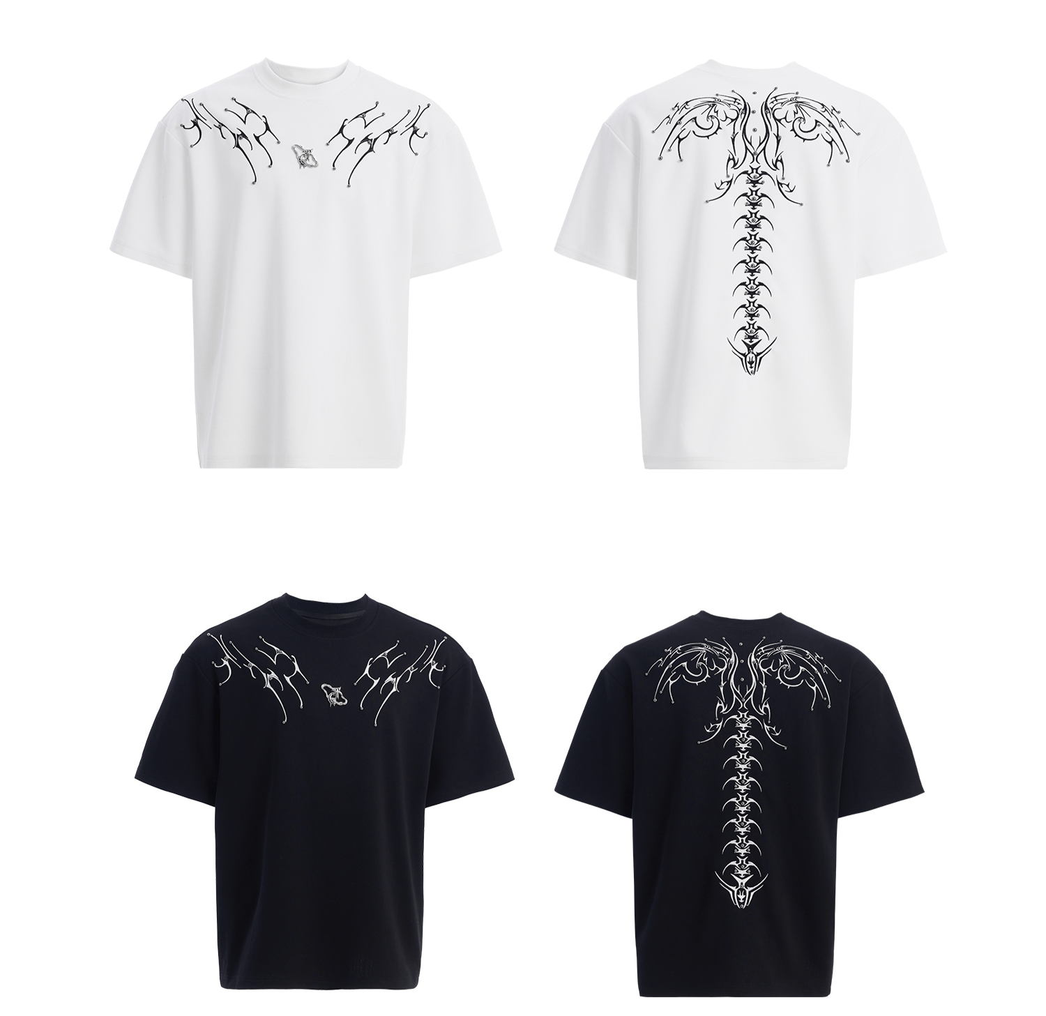 Heavyweight Studded Detailing Spine Embroidered Oversized Tee - COPPING THREADS - ArguE CulturE