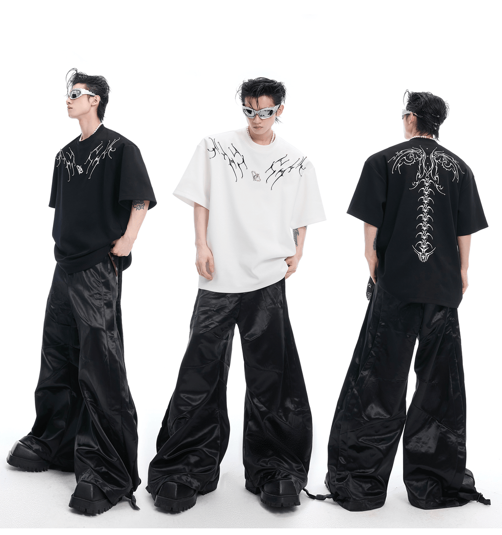 Heavyweight Studded Detailing Spine Embroidered Oversized Tee - COPPING THREADS - ArguE CulturE