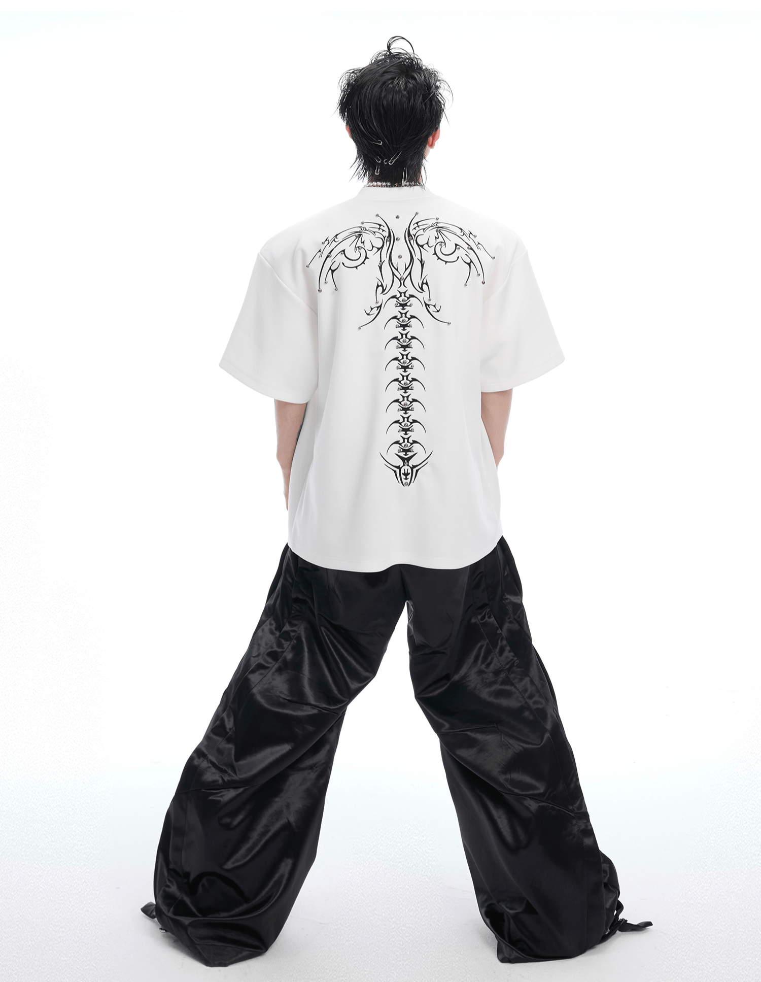 Heavyweight Studded Detailing Spine Embroidered Oversized Tee - COPPING THREADS - ArguE CulturE