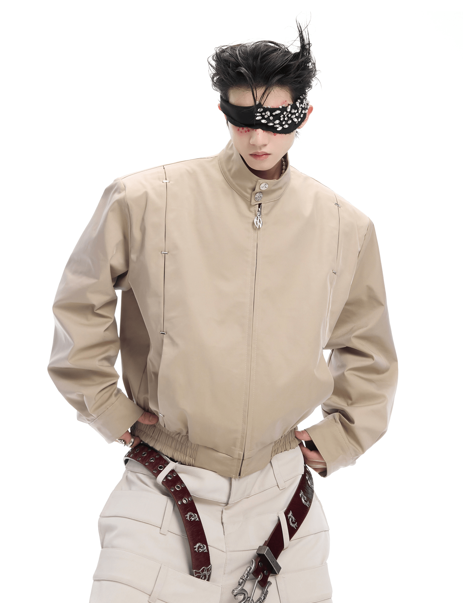 Heavyweight Studded Spine Embroidered Harrington Jacket - COPPING THREADS - ArguE CulturE