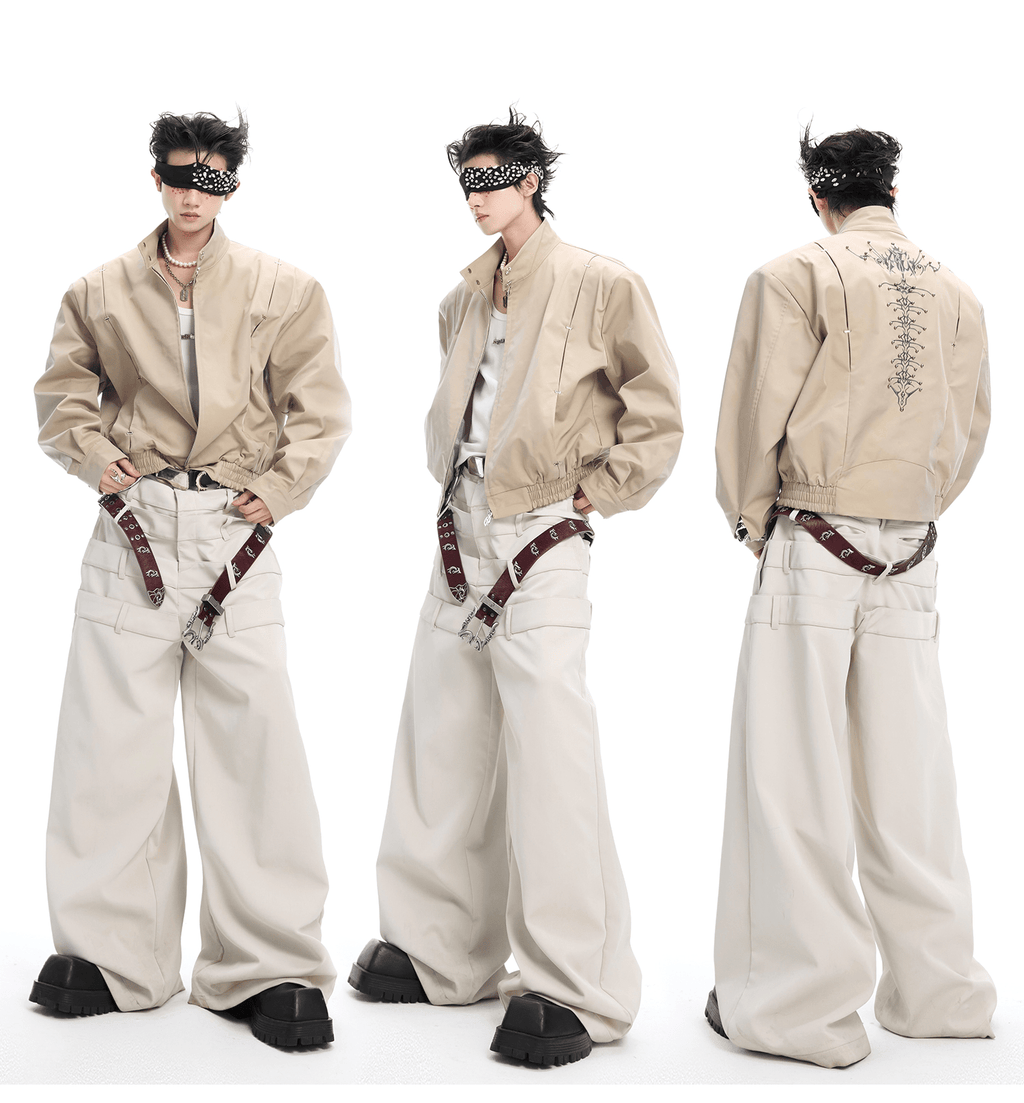 Heavyweight Studded Spine Embroidered Harrington Jacket - COPPING THREADS - ArguE CulturE