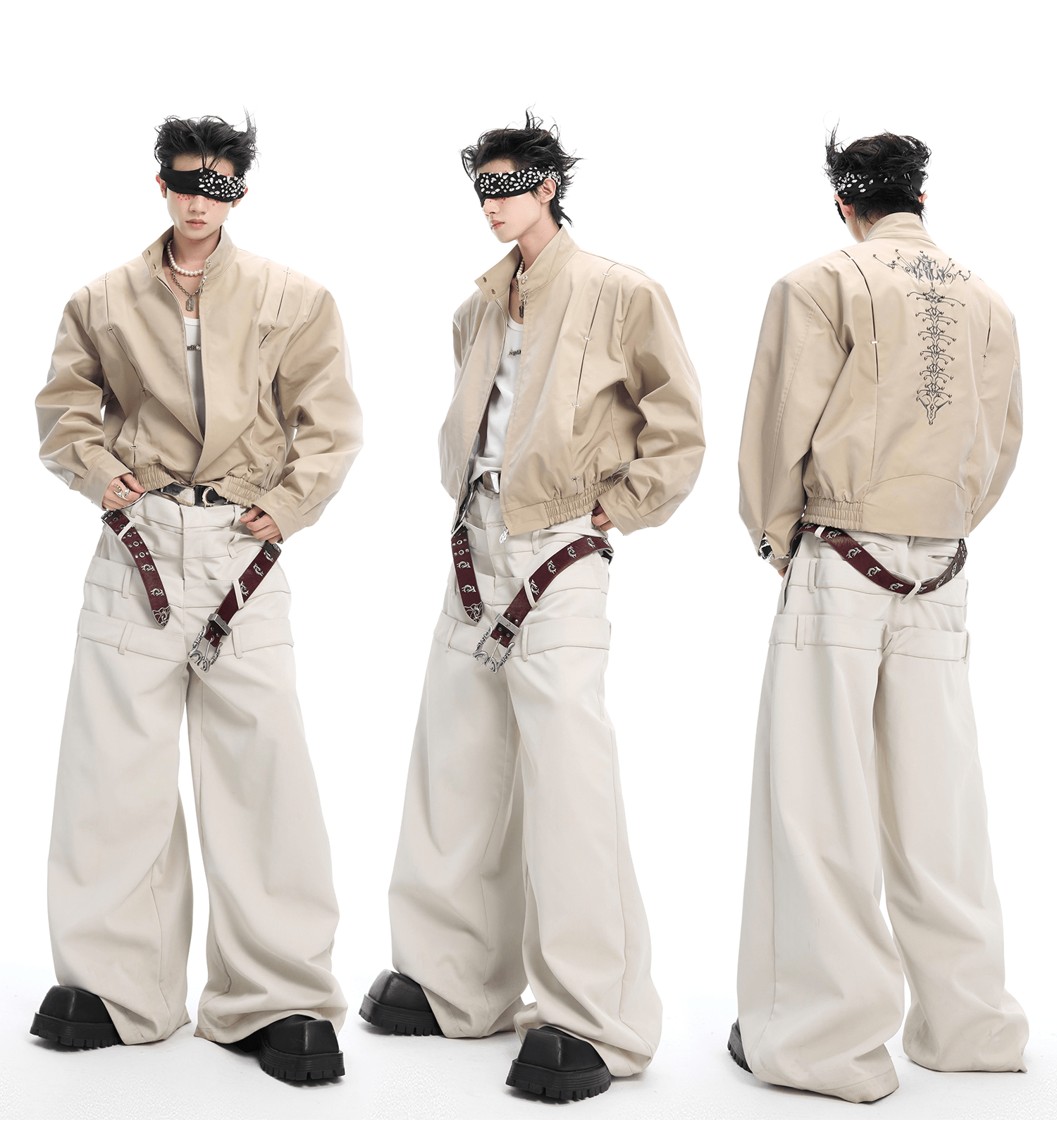 Heavyweight Studded Spine Embroidered Harrington Jacket - COPPING THREADS - ArguE CulturE