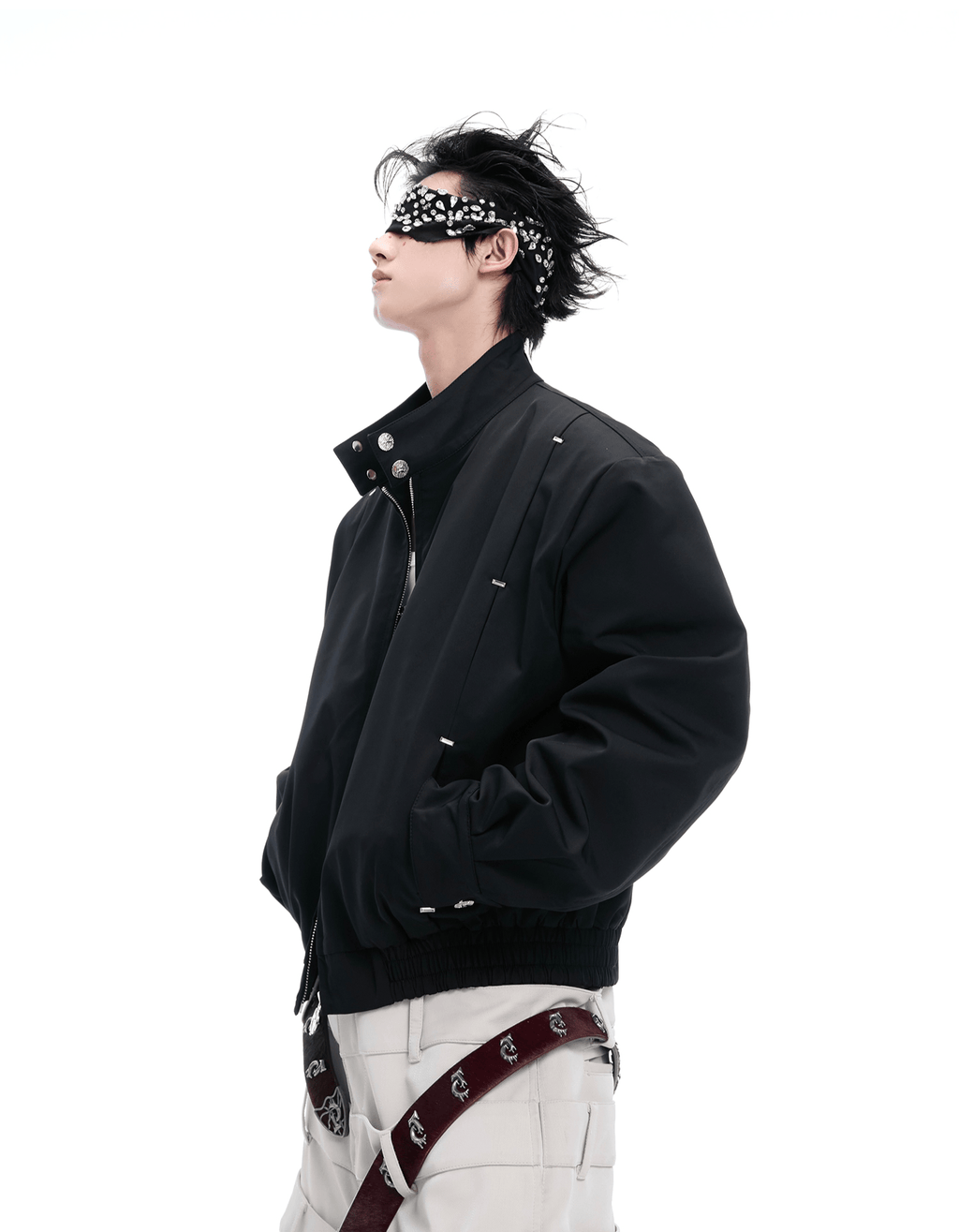 Heavyweight Studded Spine Embroidered Harrington Jacket - COPPING THREADS - ArguE CulturE