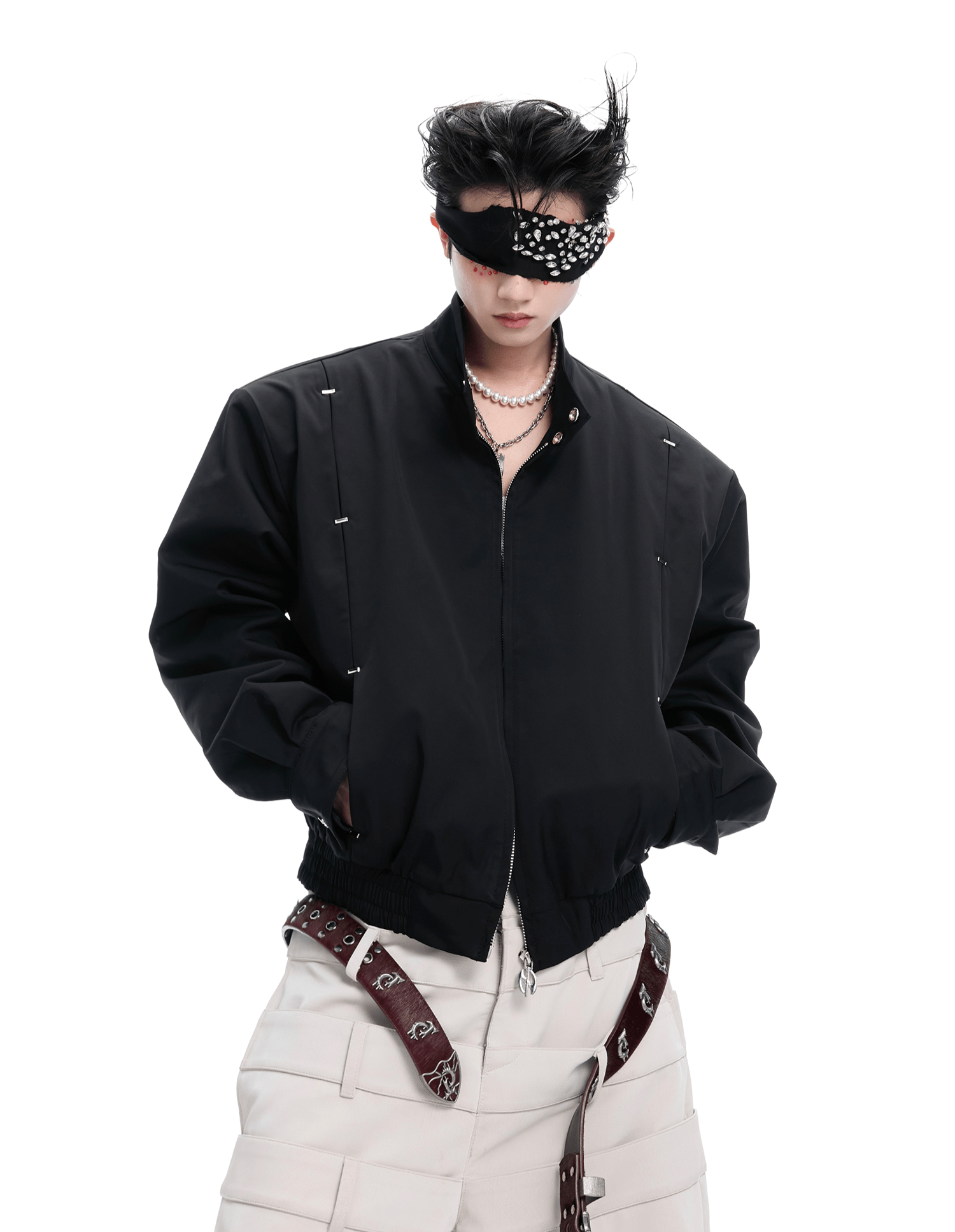 Heavyweight Studded Spine Embroidered Harrington Jacket - COPPING THREADS - ArguE CulturE