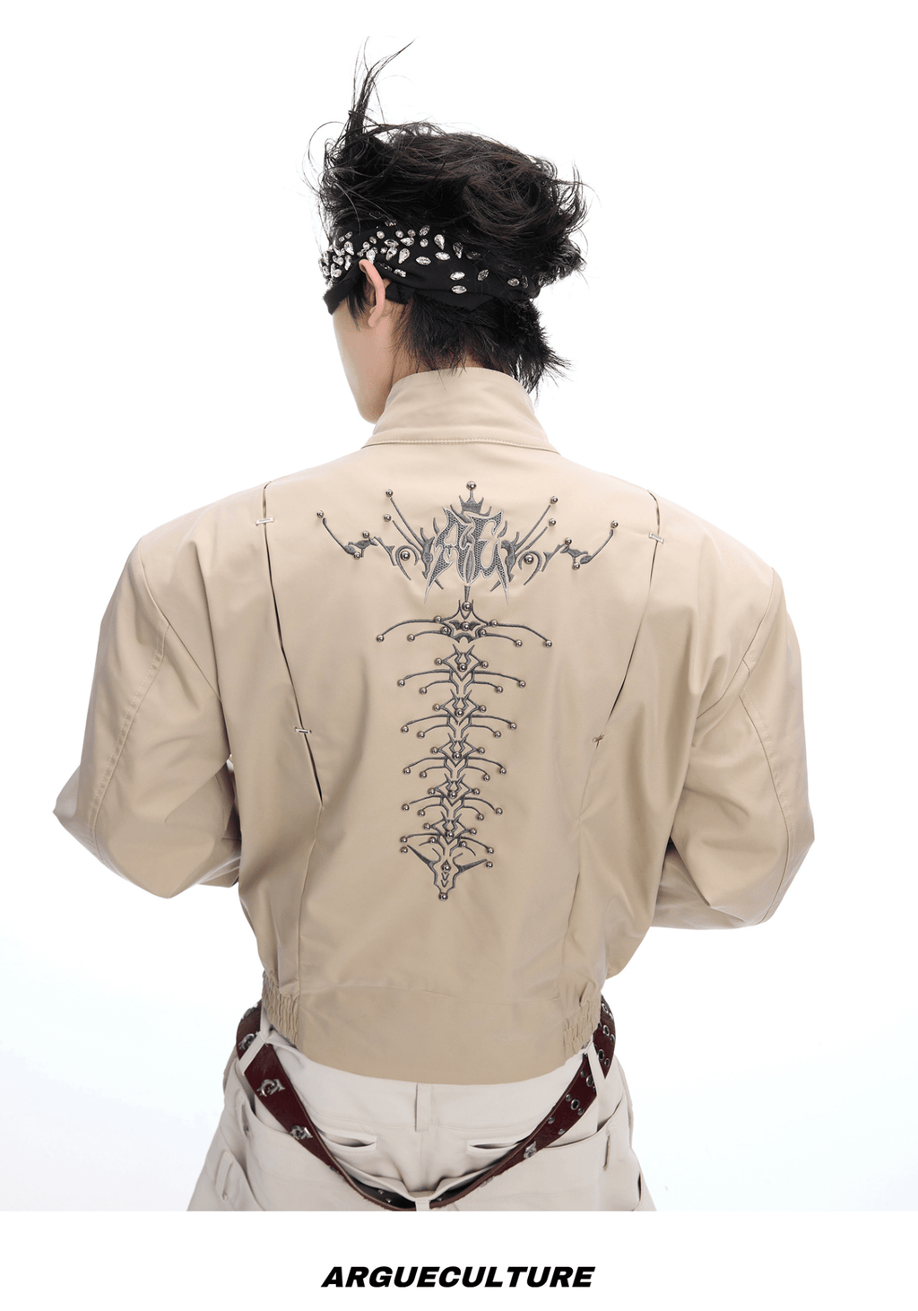 Heavyweight Studded Spine Embroidered Harrington Jacket - COPPING THREADS - ArguE CulturE