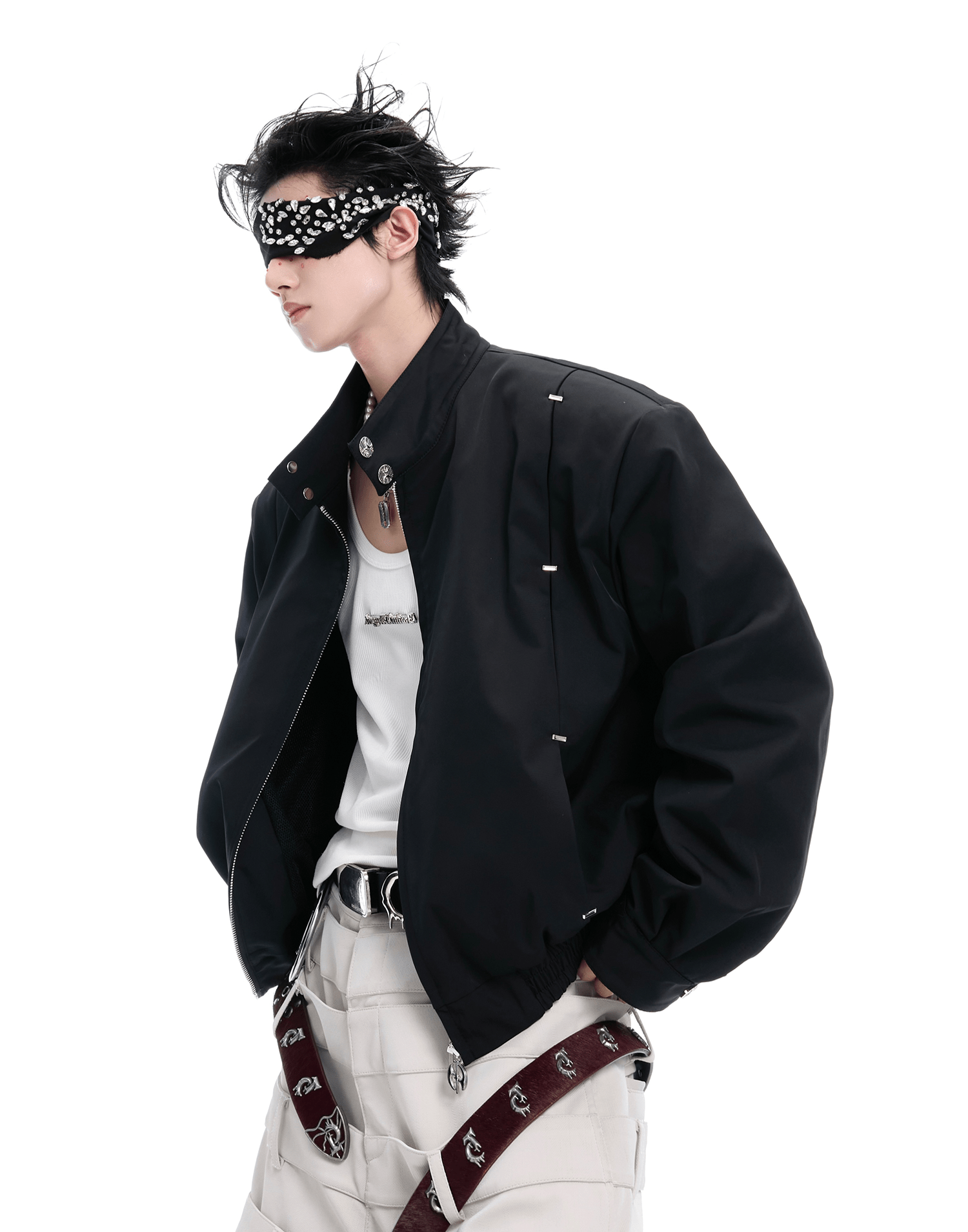 Heavyweight Studded Spine Embroidered Harrington Jacket - COPPING THREADS - ArguE CulturE