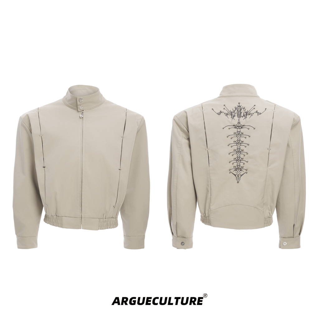 Heavyweight Studded Spine Embroidered Harrington Jacket - COPPING THREADS - ArguE CulturE