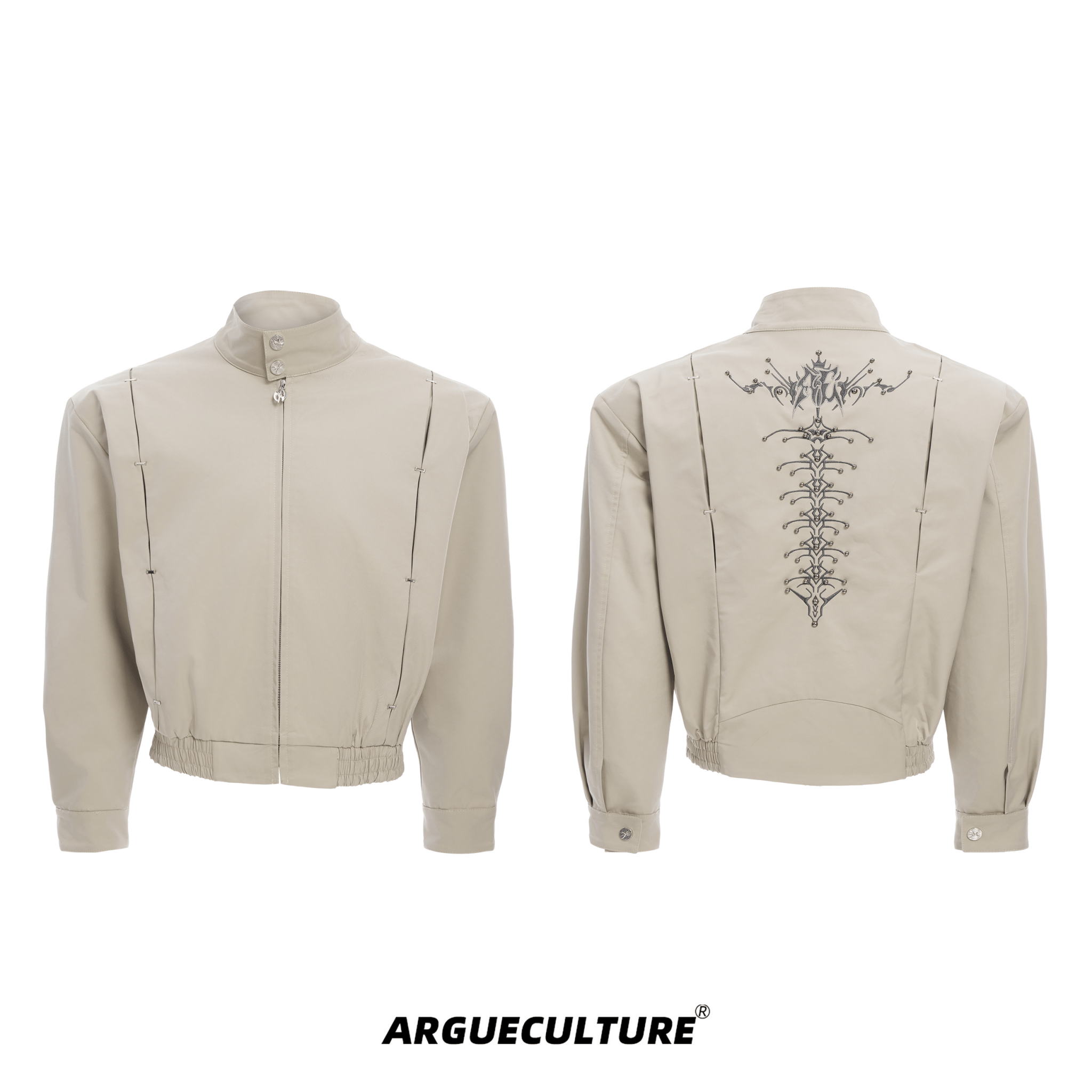 Heavyweight Studded Spine Embroidered Harrington Jacket - COPPING THREADS - ArguE CulturE