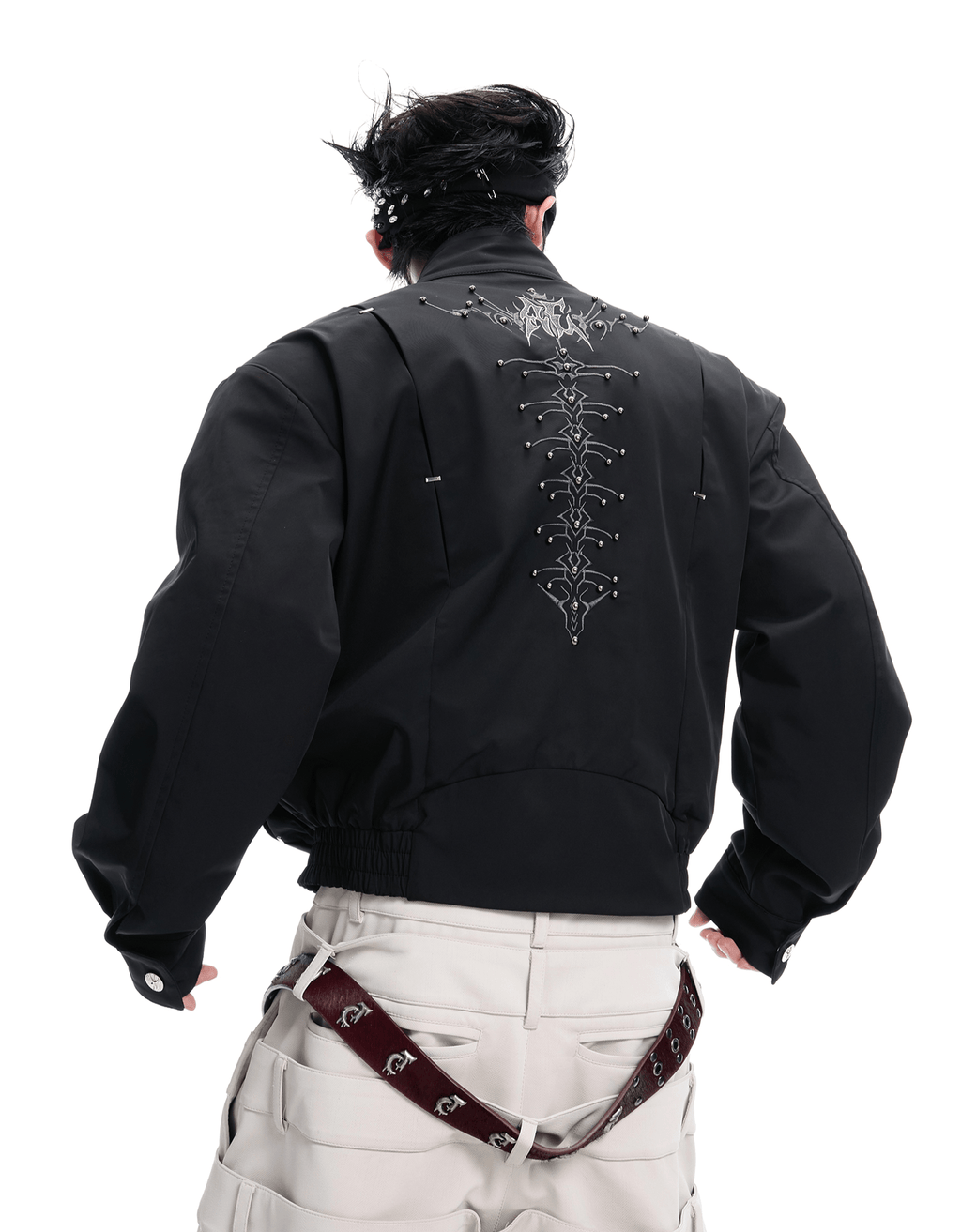Heavyweight Studded Spine Embroidered Harrington Jacket - COPPING THREADS - ArguE CulturE