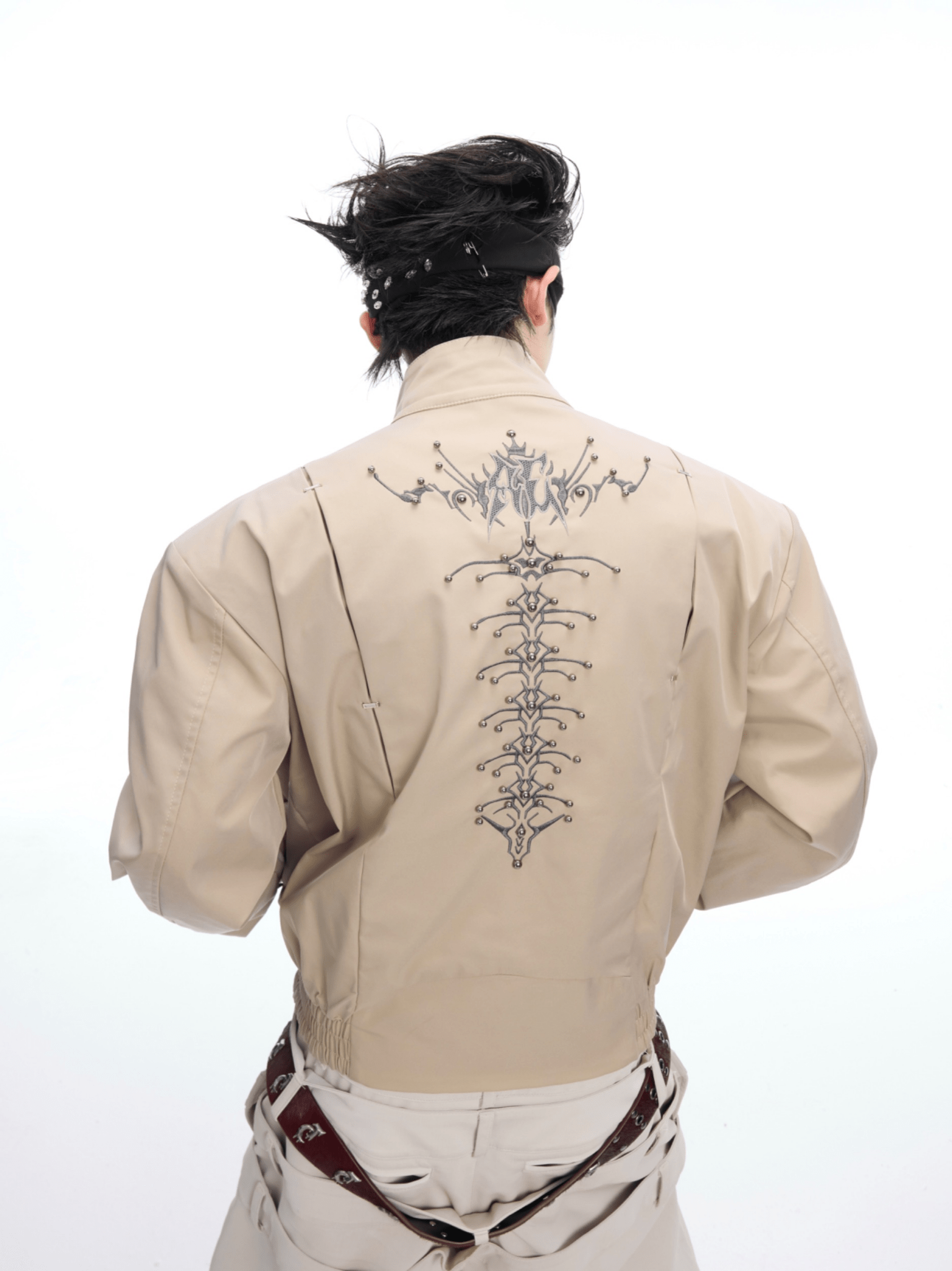 Heavyweight Studded Spine Embroidered Harrington Jacket - COPPING THREADS - ArguE CulturE