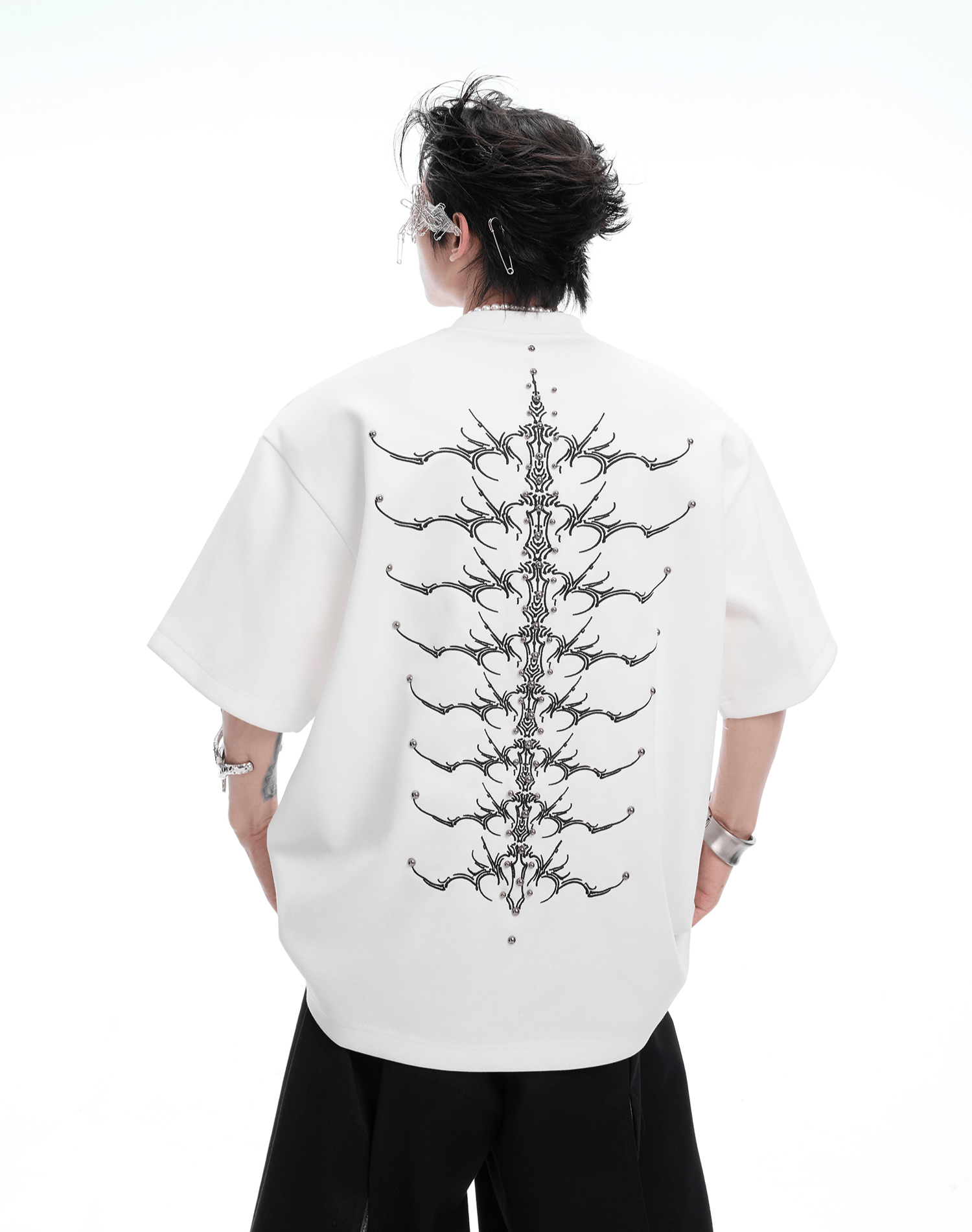 Heavyweight Studded Spine Embroidery Tee - COPPING THREADS - ArguE CulturE