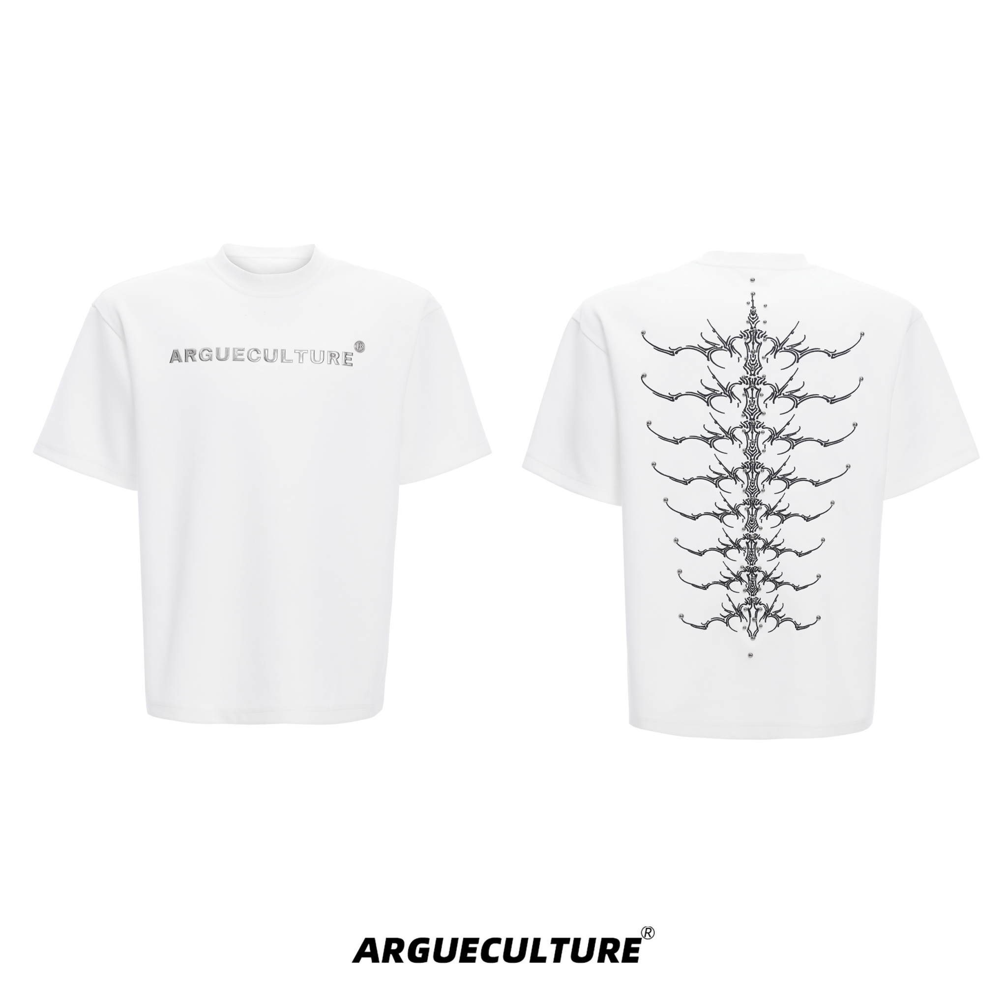 Heavyweight Studded Spine Embroidery Tee - COPPING THREADS - ArguE CulturE