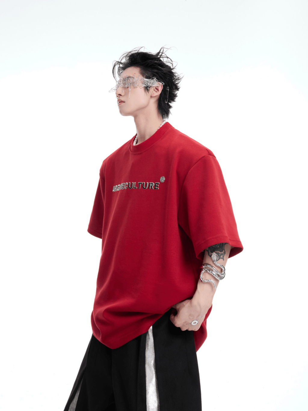 Heavyweight Studded Spine Embroidery Tee - COPPING THREADS - ArguE CulturE