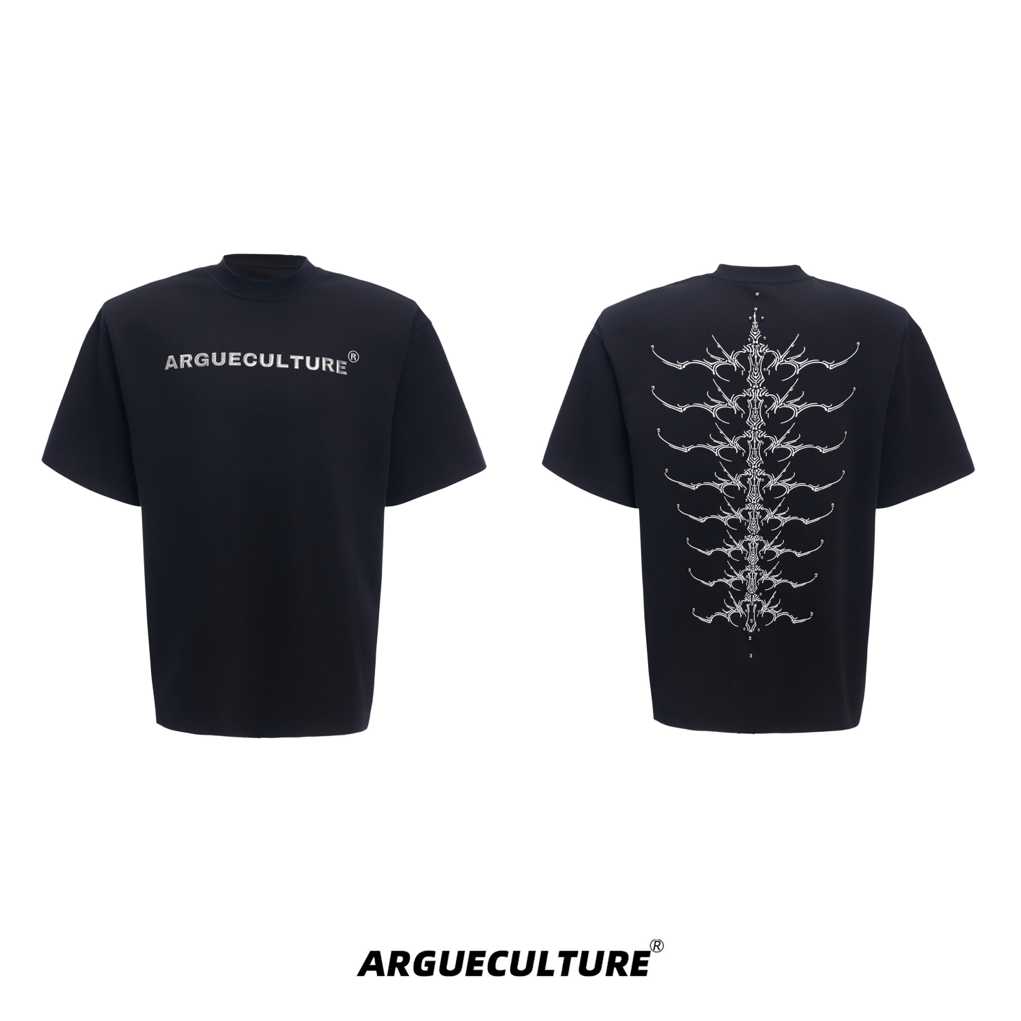 Heavyweight Studded Spine Embroidery Tee - COPPING THREADS - ArguE CulturE
