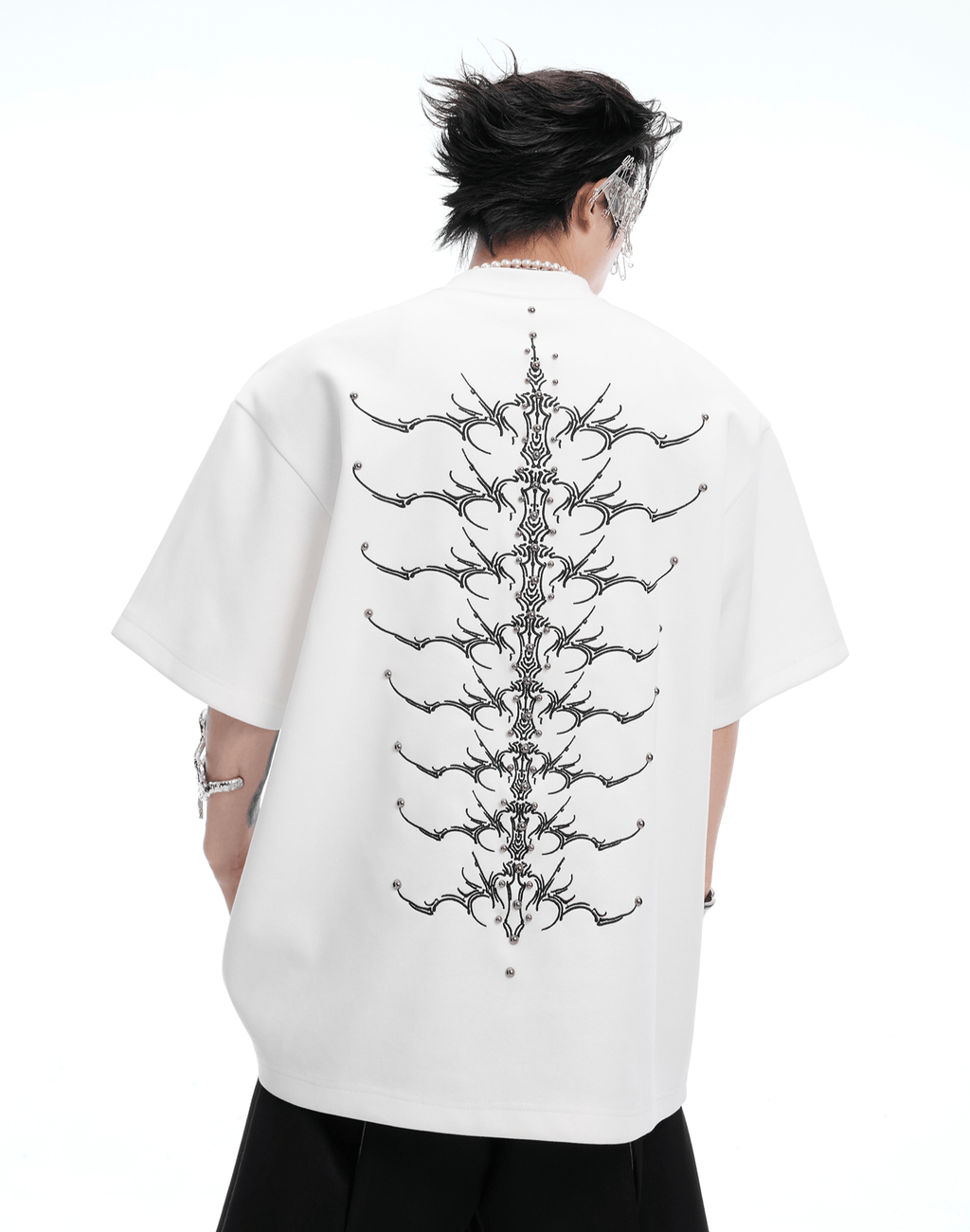 Heavyweight Studded Spine Embroidery Tee - COPPING THREADS - ArguE CulturE