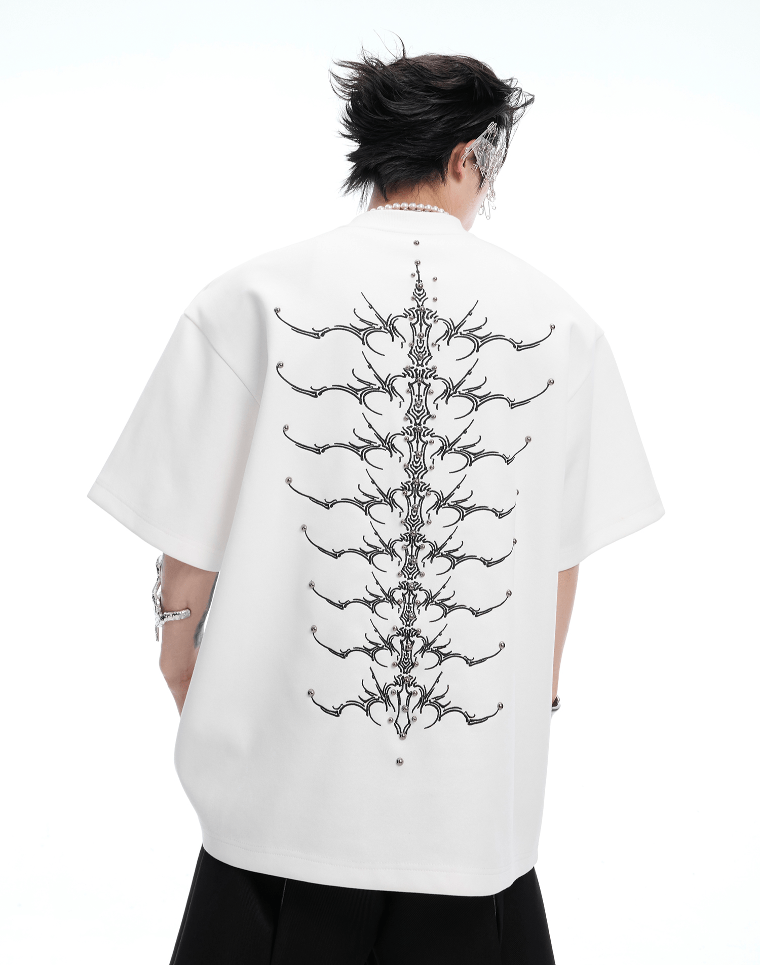Heavyweight Studded Spine Embroidery Tee - COPPING THREADS - ArguE CulturE