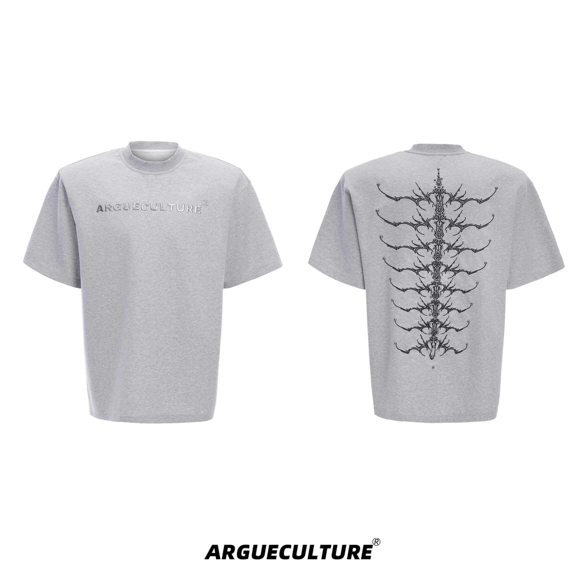 Heavyweight Studded Spine Embroidery Tee - COPPING THREADS - ArguE CulturE