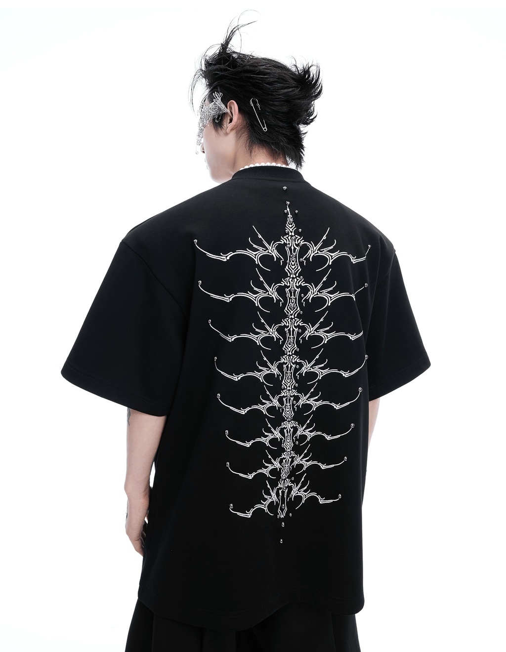 Heavyweight Studded Spine Embroidery Tee - COPPING THREADS - ArguE CulturE