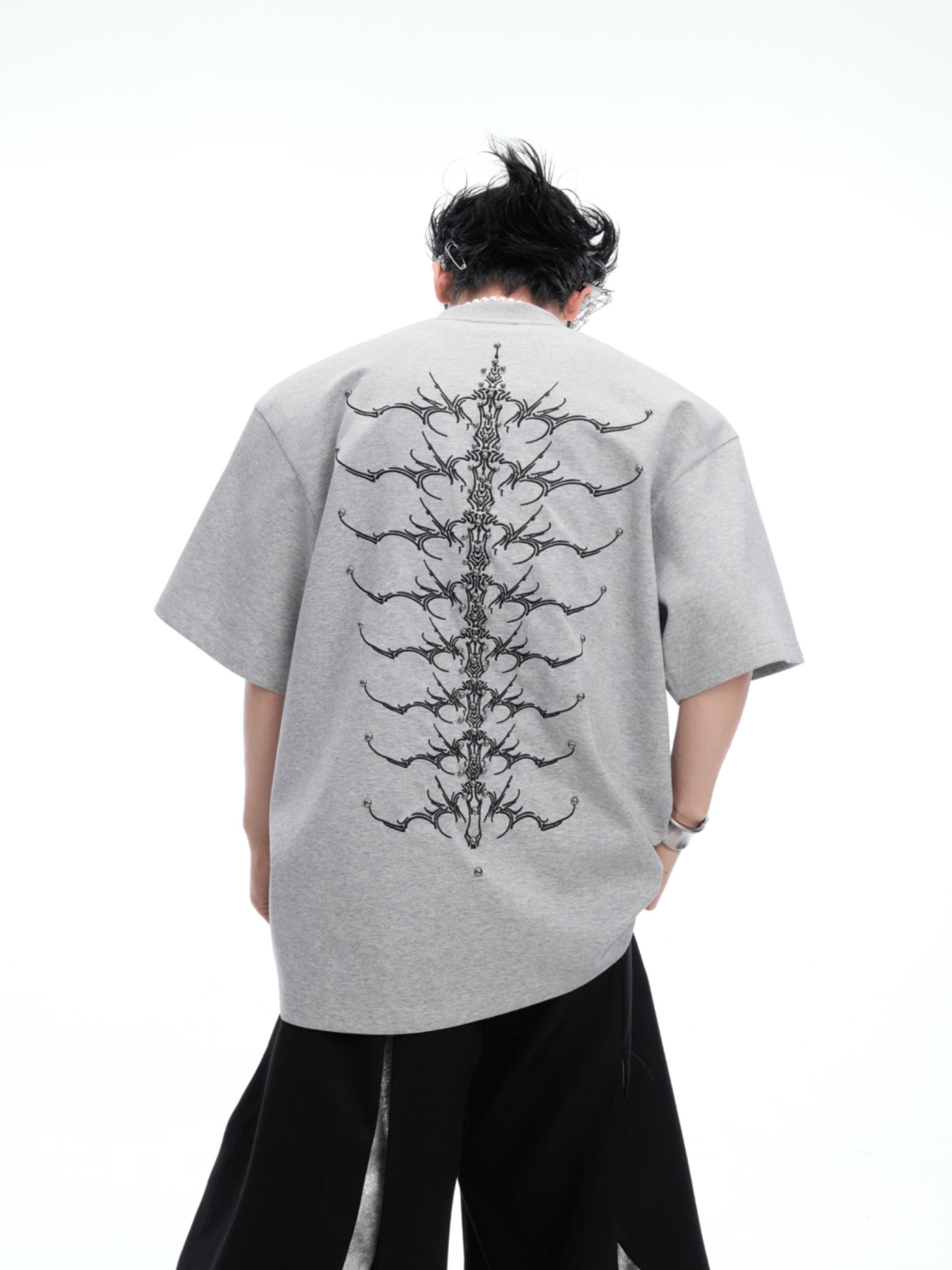 Heavyweight Studded Spine Embroidery Tee - COPPING THREADS - ArguE CulturE